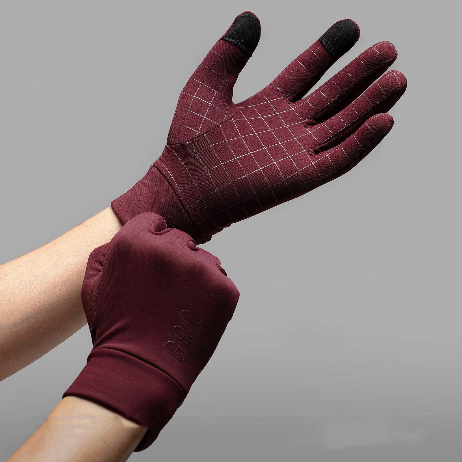 GRC Classic Winter Fleece Gloves For Cycling Dark Red